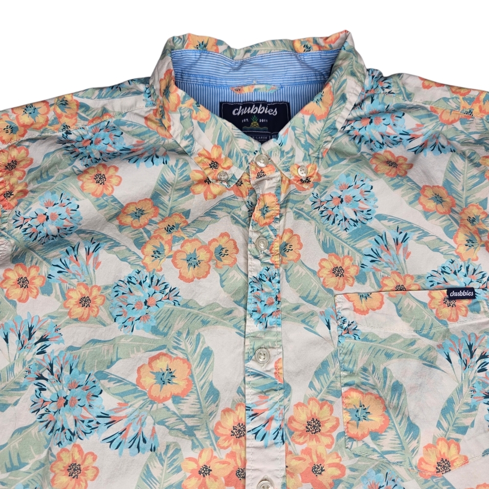 Chubbies Lot Of 2 Mens Regular Fit Hawaiian Floral Button Up Shirts Sz XL Beach - Picture 3 of 14